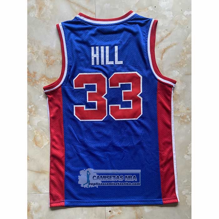 Camiseta Detroit Pistons Grant Hill NO 33 Mitchell & Ness 1995-96 Azul